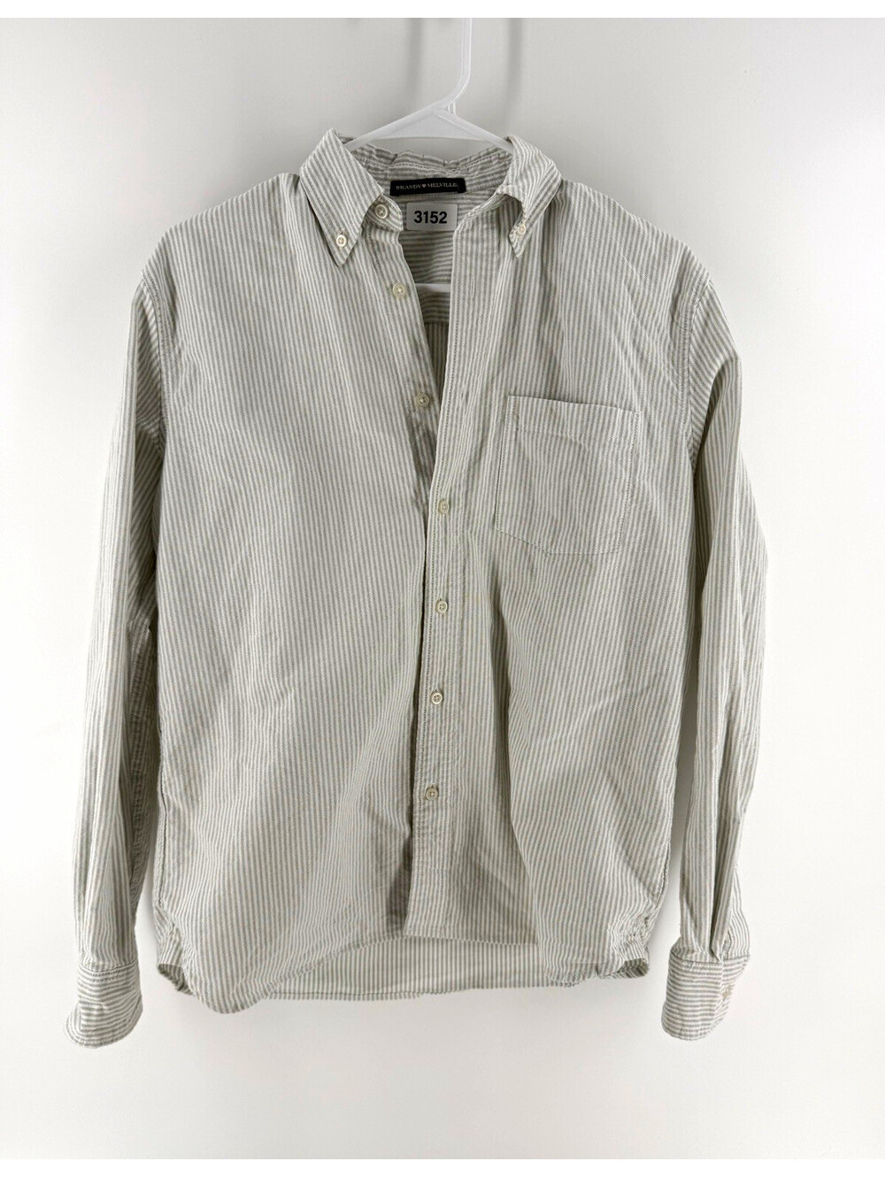 Brandy Melville  Gray & White Striped Button Down Shirt Cotton Pockets